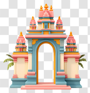 Indian Temple Gate - Colorful Temple Entrance Arch Transparent PNG