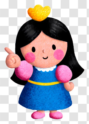 Cute Elements - Pointing Blue Princess Transparent PNG