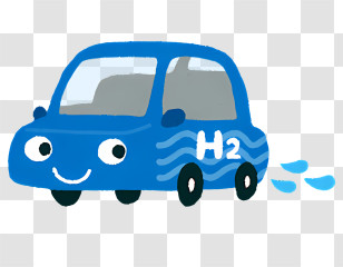 Clipart - Eco-friendly Blue Hydrogen Car Transparent PNG