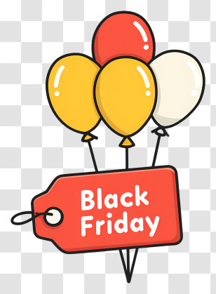 Black Friday - Black Friday Balloons And Tag Illustration Transparent PNG
