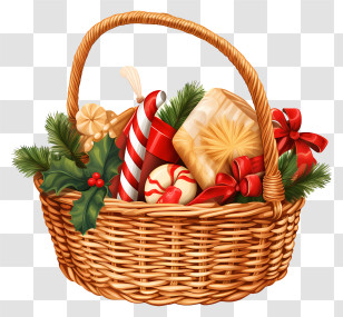Holiday Treats - Festive Christmas Gift Basket Transparent PNG