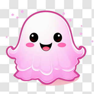 Ghost - Cute Pink Smiling Ghost Cartoon Transparent PNG