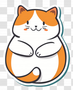 Kawaii Cat - Chubby Orange And White Cat Transparent PNG