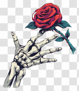 Skeleton Hand Holding Rose - Skeleton Hand Holding A Rose Transparent PNG