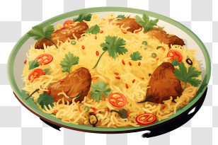 Hand Drawn Chicken Biryani - Delicious Rice Dish With Chicken Transparent PNG