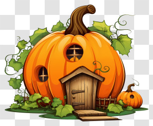Cartoon Pumpkin House - Pumpkin House Cartoon Illustration Transparent PNG