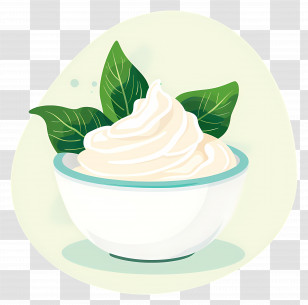 Soft Cream Cheese - Bowl Of Fresh Sour Cream Transparent PNG