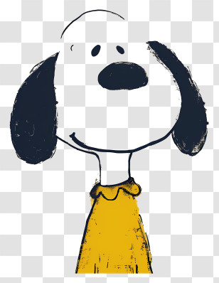 Snoopy - Cute Cartoon Dog With Black Ears And Yellow Shirt Transparent PNG