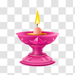 Deepavali
 - Pink Decorative Oil Lamp For Diwali Transparent PNG