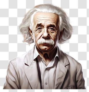 Realistic 3d Style Albert Einstein Portrait - Elegant Scientist Illustration Transparent PNG