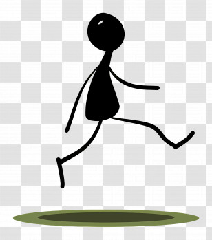 Stick Figure Jumping - Jumping Stickman Illustration In Minimalistic Style Transparent PNG