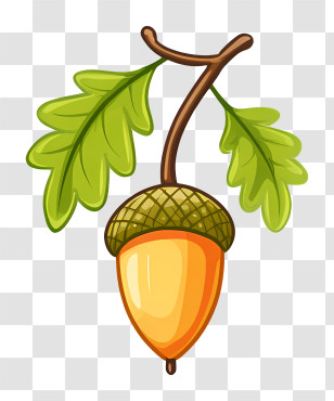 Acorn Logo - Acorn With Green Leaves Transparent PNG