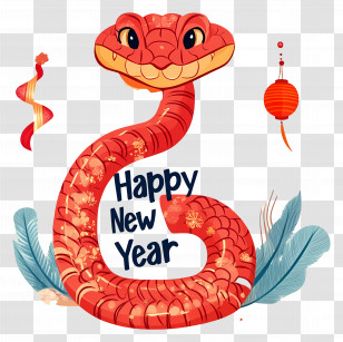 Happy New Year - Festive Snake For Chinese New Year Transparent PNG