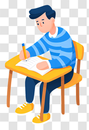 Student Doing School Exam - Student Writing At Desk Transparent PNG