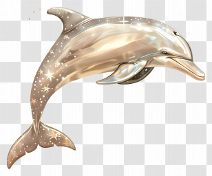 Dolphin - Golden Dolphin With Sparkling Design Transparent PNG