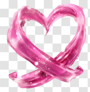 Pink Heart Ribbon - Glossy Pink Heart Illustration Transparent PNG
