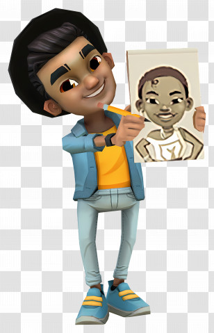 Subway Surfers - Cartoon Character With Drawing And Pencil Transparent PNG