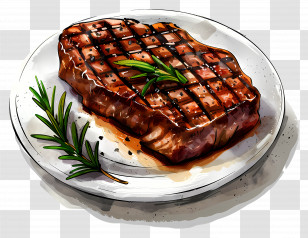 Grilled Steak - Grilled Steak With Rosemary Garnish Transparent PNG
