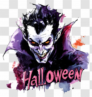Halloween - Halloween Vampire Illustration With Fangs Transparent PNG