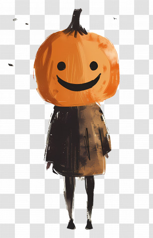 Halloween Costume - Pumpkin Head Character In Halloween Costume Transparent PNG