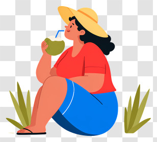 Woman Sipping Coconut Water - Woman Enjoying Coconut Drink Transparent PNG