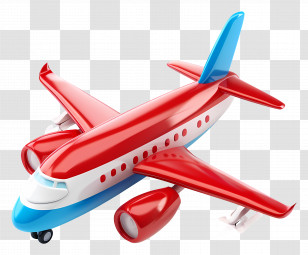 Airplane Icon - Cartoon Airplane In Bright Red And Blue Transparent PNG