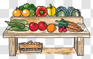 Vegetables Fruits - Vegetable Stand At Market Transparent PNG