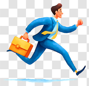 Man With Briefcase Running - Running Man With Briefcase In Business Attire Transparent PNG
