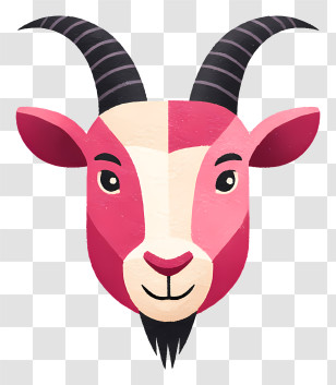 Capricorn Zodiac Sign - Cute Pink Goat Head Transparent PNG