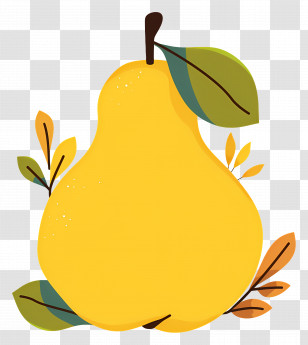 World Pear Day - Yellow Pear With Artistic Leaves Design Transparent PNG