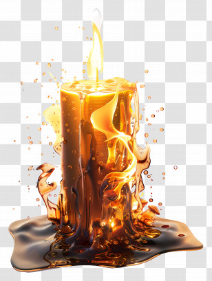 Burning Candle - Melting Candle With Fire Illustration Transparent PNG