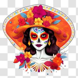 Day Of The Dead
 - Colorful Day Of The Dead Skull Lady Illustration Transparent PNG