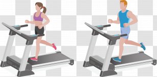 Fitness Centre Physical Exercise Machine Treadmill - Weightlifting - Vector Men And Women Transparent PNG