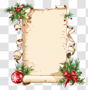 Christmas Scroll - Christmas Parchment With Festive Decorations Transparent PNG