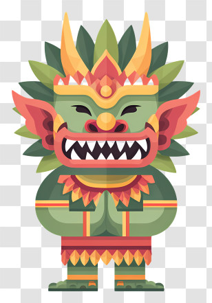 Nyepi Silence Day - Colorful Green Mythical Creature Transparent PNG