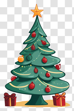 Christmas Tree - Decorated Evergreen Christmas Tree With Gifts Transparent PNG