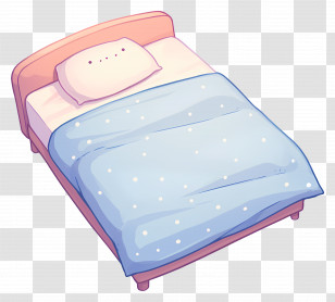 Single Bed - Bed With Blue Blanket And Pillow Transparent PNG