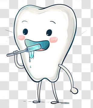 Tooth Brushing With Smiling Tooth - Tooth Brushing With Smiling Tooth Illustration Transparent PNG
