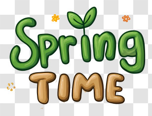Spring Logo Word - Spring Time Green Lettering Transparent PNG