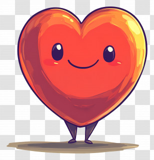 Cute Smiling Heart - Cute Smiling Red Heart Cartoon Transparent PNG