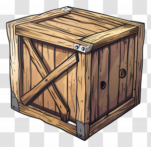 Cargo Wooden Box - Wooden Crate With Sturdy Metal Edges Transparent PNG