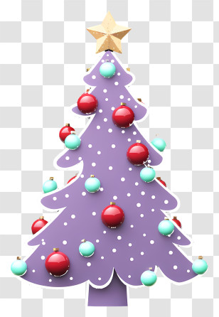 Purple Christmas Tree - Modern Purple Christmas Tree With Ornaments Transparent PNG
