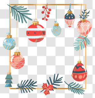 Christmas Frame - Festive Christmas Ornaments And Decorations Transparent PNG