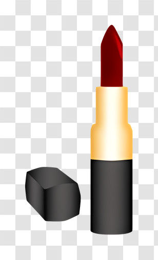 Cartoon - Red Lipstick With Black Case Transparent PNG