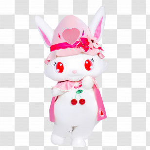 Ruby - White Rabbit In Pink Outfit With Cherry Transparent PNG