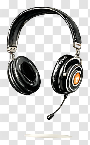 Headphones - Black Headphones With Microphone Transparent PNG