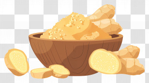 Ginger Powder - Bowl Of Ginger And Slices Transparent PNG