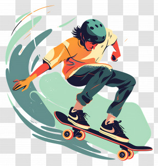 Skateboarding - Skateboarder In Action Illustration Transparent PNG