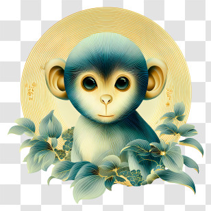Chinese Zodiac - Wide-eyed Baby Monkey With Halo Transparent PNG