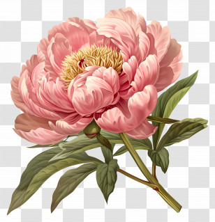 Pink Peony - Pink Peony Flower Illustration Transparent PNG